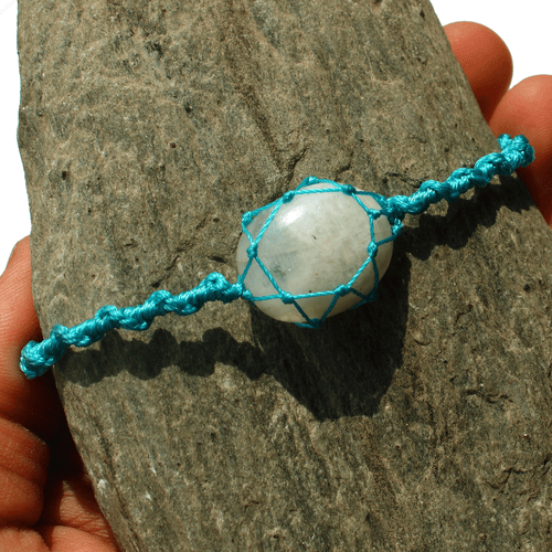 Bracciale in pietra di luna naturale dello Sri Lanka fatto a mano con... - Foto 6 di 9