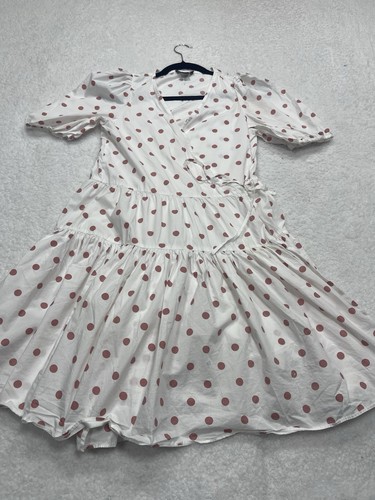 J.Crew, J Crew Mini Wrap Dress Puff Sleeve Cotton Poplin White Rose Dot Vacay Size XXS