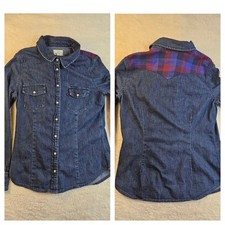 Levis Shirt Women's M Denim Pearl Snap Cowgirl Western Dark