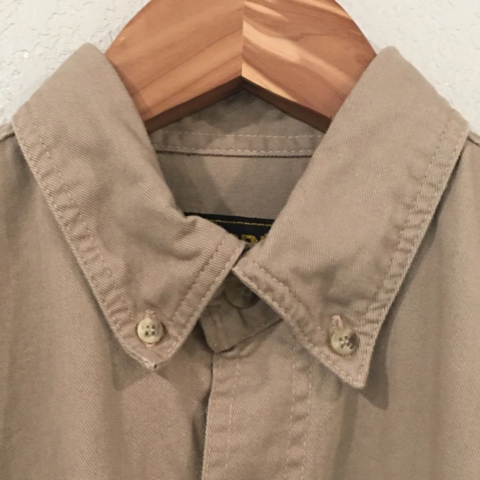 Cobra Men M Shirt Beige Utility Button Short Sleeve Canvas 100% Cotton Workwear - Image 2 of 4