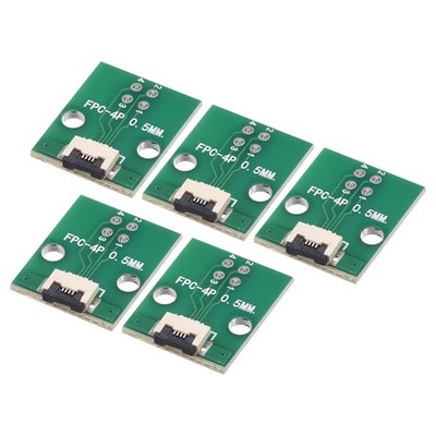 FPC Converter Board 4P 0.5mm on Socket Side, Back 1.0mm, to DIP 2.54mm 5pcs