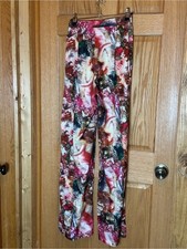 PrettyLittleThing Rose Femme Renaissance Print Wide Leg Pants size 6