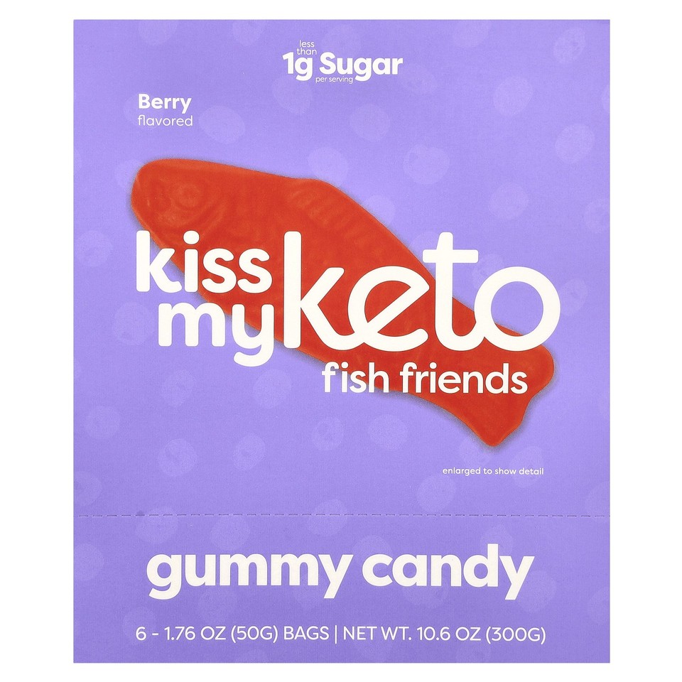 Fish Friends Gummy Candy, Berry, 6 Bags, 1.76 oz ( 50 g) Each