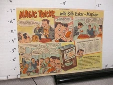 newspaper ad 1953 BAKER'S Cocoa mix drink can magician magic trick comic PENNY X