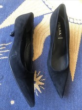 PRADA Black Suede Leather Pointed Low Heels Pumps 38 EU 71/2 8 US ITALY
