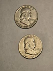 Lot Of 2 Franklin Half Dollars.  1951 And 1952. 90% Silver Coins