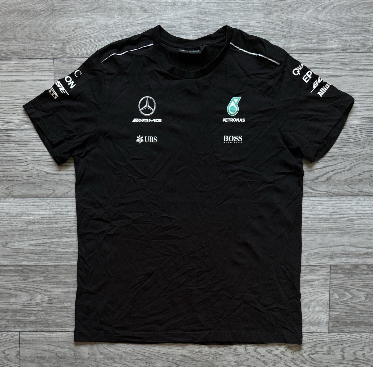 Mercedes AMG F1 Petronas Team Black T shirt Mens Size XL | eBay