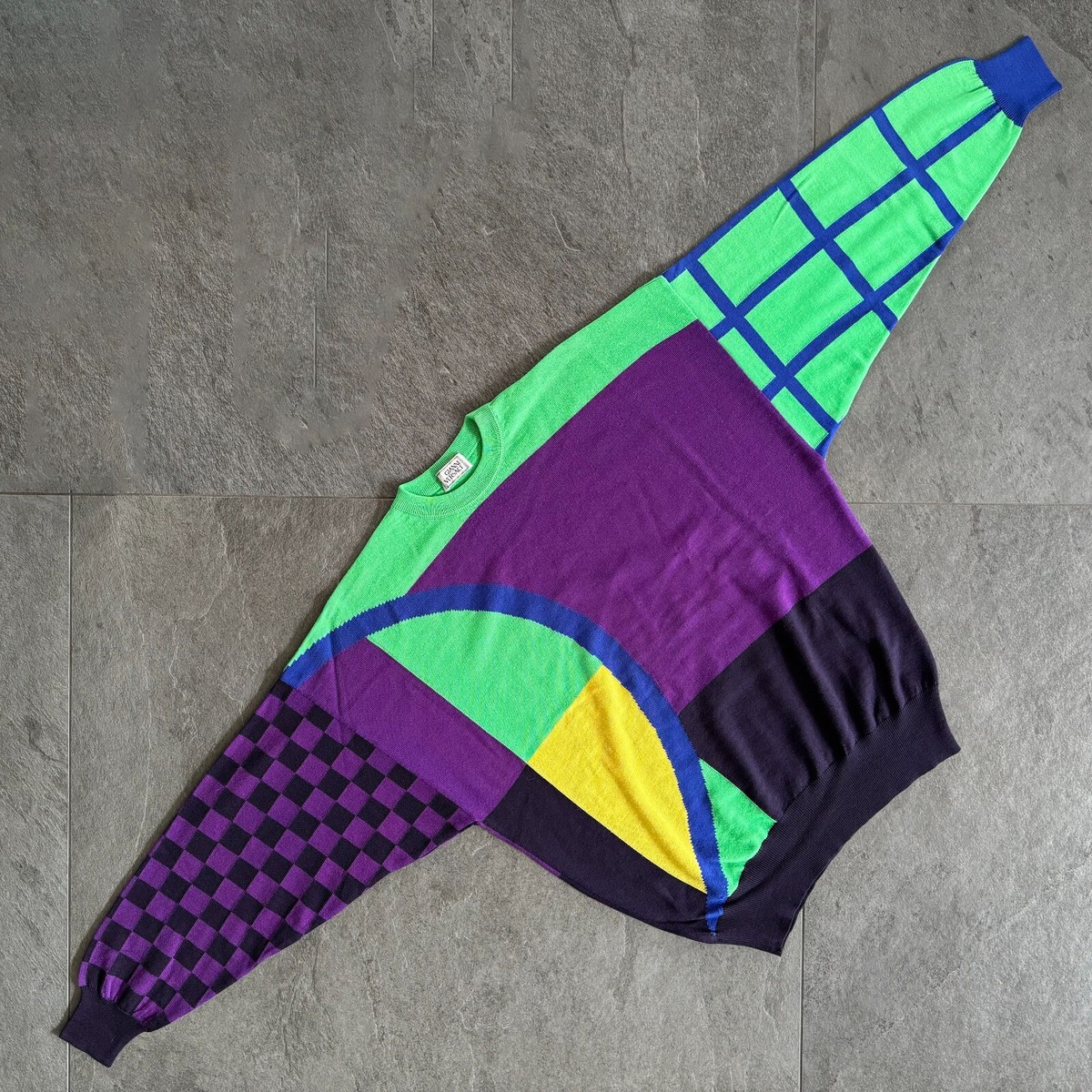 1990s GIANNI VERSACE wool sweater Geometric pattern size IT 50