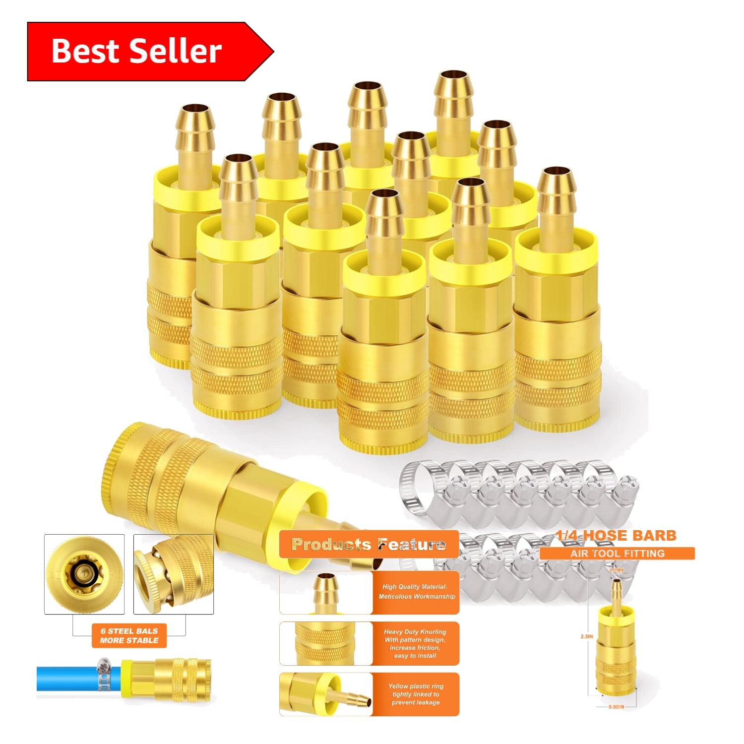 12-Piece Industrial Air Coupling Set with 1/4
