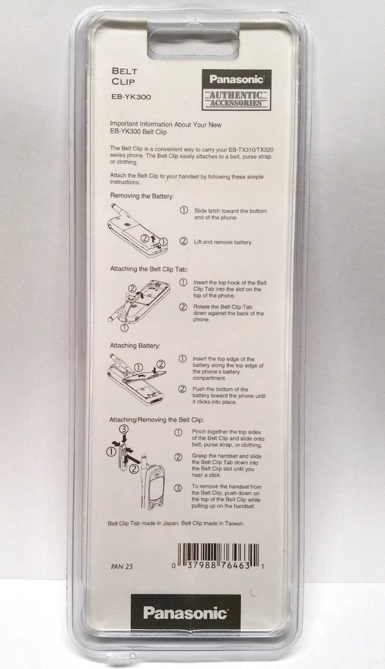 Clip de cinturón Panasonic EB-YK300 para teléfono Allure Versio EB-TX310/TX320 negro 4pk Foto 3 de 4