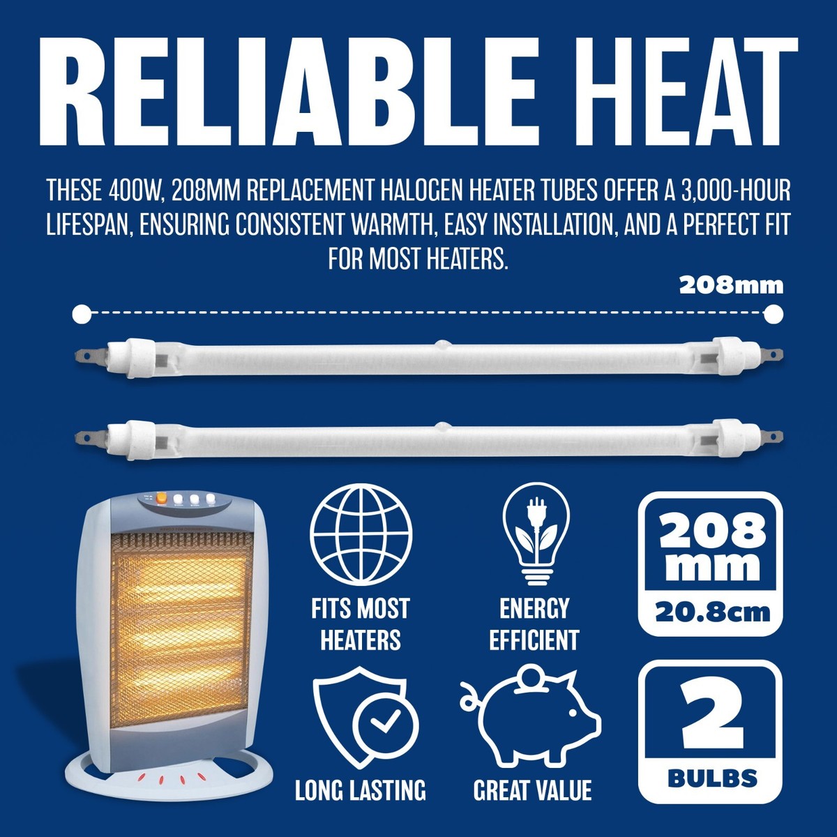 400 Watt Room Heater Tube Halogen Heater Sunflow Electric Heating