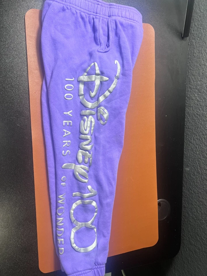 Disney 100 Years of Wonder Mickey Mouse Purple Sweatpants For Adult Size 7/8 - Image 3 of 4