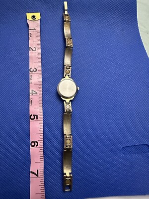 Women's Gold Tone Watch With Beautiful Stones, Some Wear On Under Side, Working