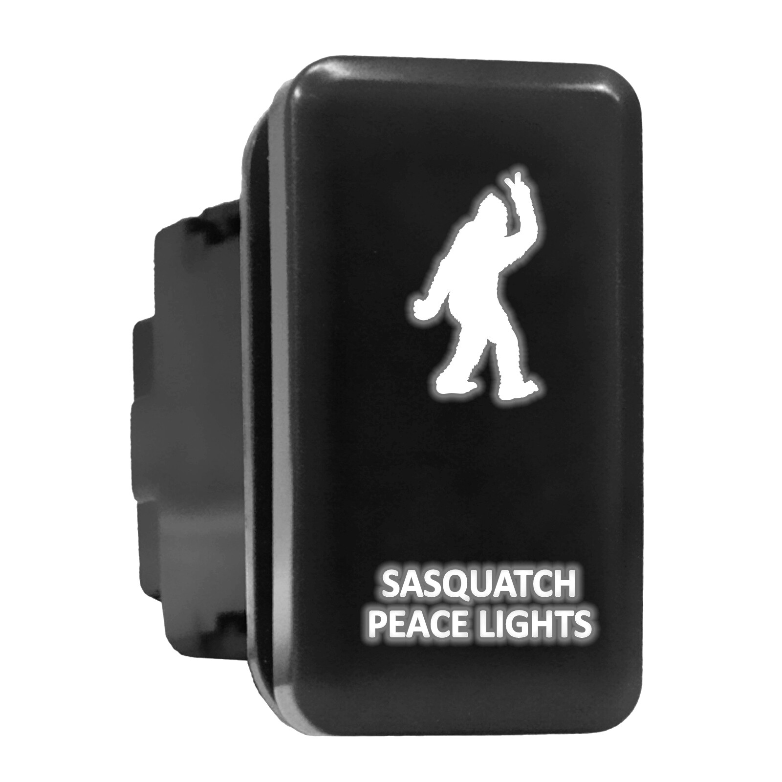 SASQUATCH White Backlit Tall Push Button 1.54x0.83in for Toyota Models