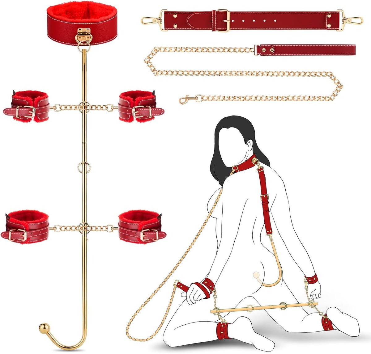 Anal Hook Ball BDSM Adult Sex Toys Bed Restraint Kit Handcuffs Collar  Bondage | eBay