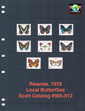 $12.20 Scott Value  - 1978 RWANDA Butterflies African Wildlife CV MNH NH UMM