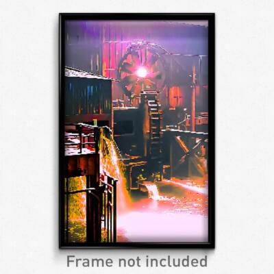 Pixel Art Poster - Electric Mill (8 Bit Psychedelic Trippy Video Game Print)