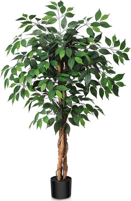 SOGUYI 120 Cm Kunstpflanze Ficusbaum - Kunstpflanzen Wie Echt Mit Stamm Aus Natu