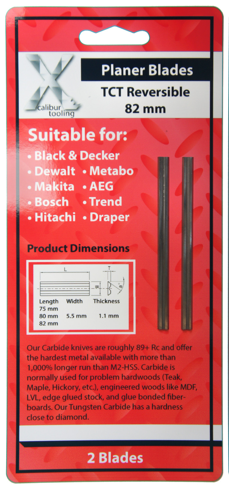 Bosch Planer Blades WOOD RAZOR 2 x 82mm for PHO 1582, 1682, 2582, 35