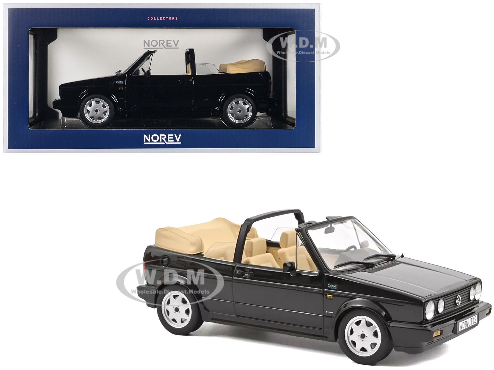 1992 VOLKSWAGEN GOLF CABRIOLET ЧЕРНЫЙ 1/18 МОДЕЛЬ АВТОМОБИЛЯ, ИЗГОТОВЛЕННАЯ НА ЗАКАЗ NOREV 188568