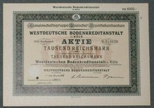 Westdeutsche Bodenkreditanstalt 1927 1000 RM selten angeboten
