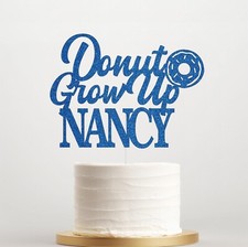 Personalised Donut Cake Topper, Glitter Doughnut Design for Birthday Party Decor