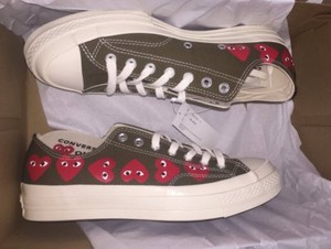 CONVERSE X COMME DES GARCONS PLAY Multi Heart CTAS 70 Low Khaki Sz 3-12 162976C | eBay