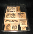 Stampin' Up! Holiday Hedgehogs Wood Mounted Rubber Stamp Set of 9 Christmas RARE — photo 1