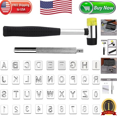 Complete Leather Stamping Set: 36 Letter & Number Stamps with Durable Hammer