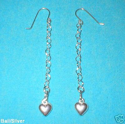 6 pairs St Silver HEART Dangle EARRINGS w/ HEART Charms - Picture 1 of 1