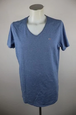 TOMMY HILFIGER T-SHIRT HOMME TAILLE XL VINTAGE COTON MANCHES COURTES BLEU LOGO - Photo 1/4