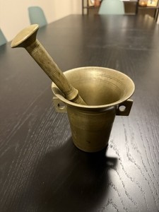Brass Antique Mortar and Pestle Set