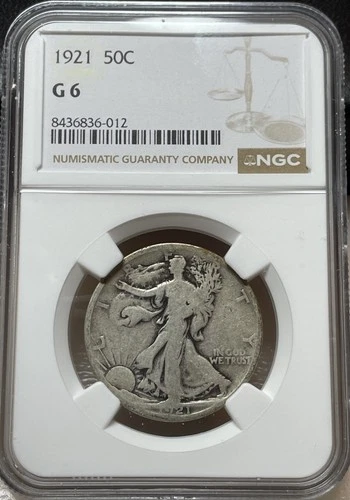 1921 50c Walking Liberty Half Dollar - NGC G 6 - Freshly Graded!