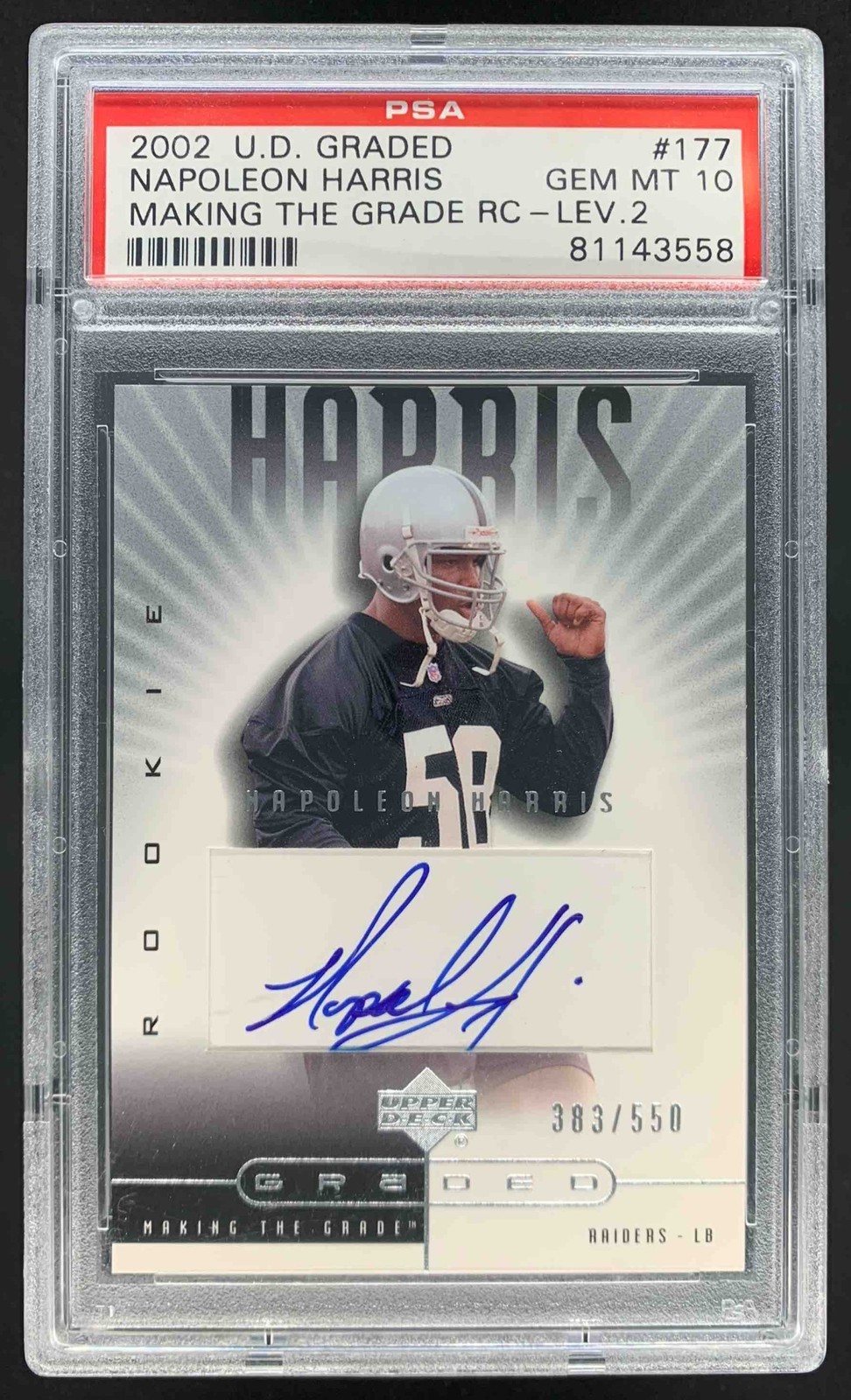 Napoleon Harris Upper Deck Graded #177 Making the Grade RC-Lev.2