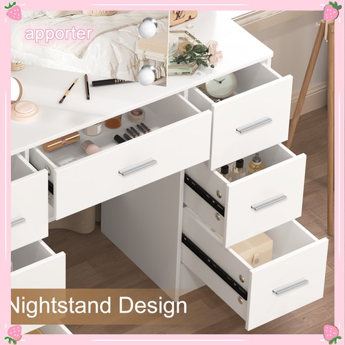 USA Vanity Set with 10 LED Lighted Mirror Makeup Dressing Table Desk for Girls - Picture 11 of 12