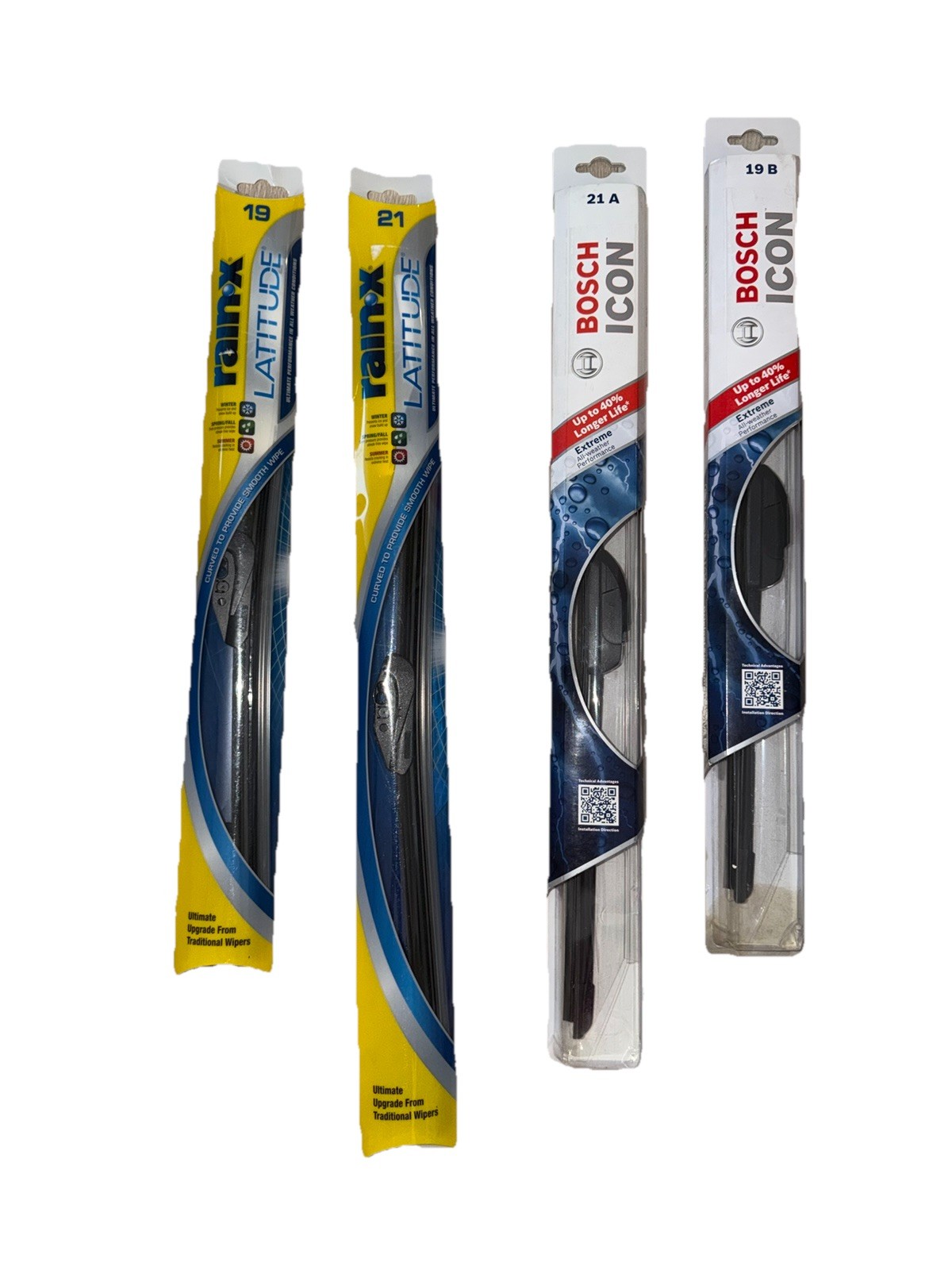 4 Windshield Wipers Bosch Icon 19B 21A Rain X Latitude 19 21 NEW