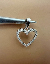 Estate 10K White Gold Diamond "Heart" Pendant