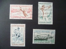 TIMBRE FRANCE 1958 N° 1161 / 1164 SERIE COMPLETE OBLITERE JEUX TRADITIONNELS