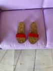 Vintage Barbie Ken Doll #750 Red Cork Sandals Shoes MINT !!!