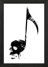 Skull Music Note Black and White Framed Wall Art Poster Canvas Print Picture