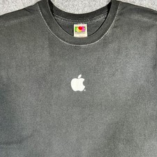 Vintage Y2K Apple Computer T-Shirt Large Black Promo