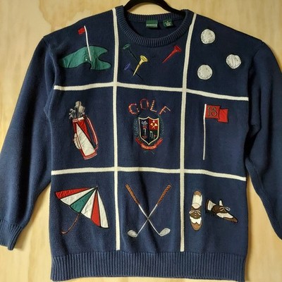 Vintage Club Fellow Golf Motifs Sweater Men's Country Club Medium Vivid Colors