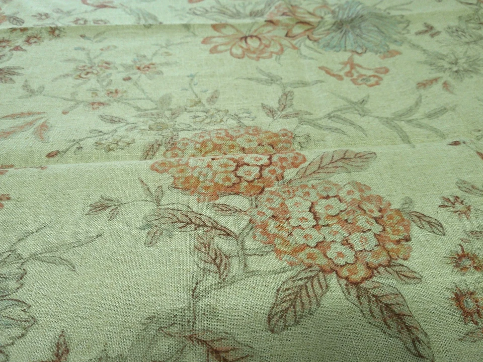 Authentic Waverly "Lucchese Giarbino" Linen Blend Flora Bird Slubby Subdued 2 Yd - Image 3 of 4