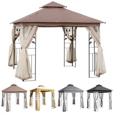 Outsunny Outdoor Patio Gazebo Canopy with 2-Tier Polyester Roof