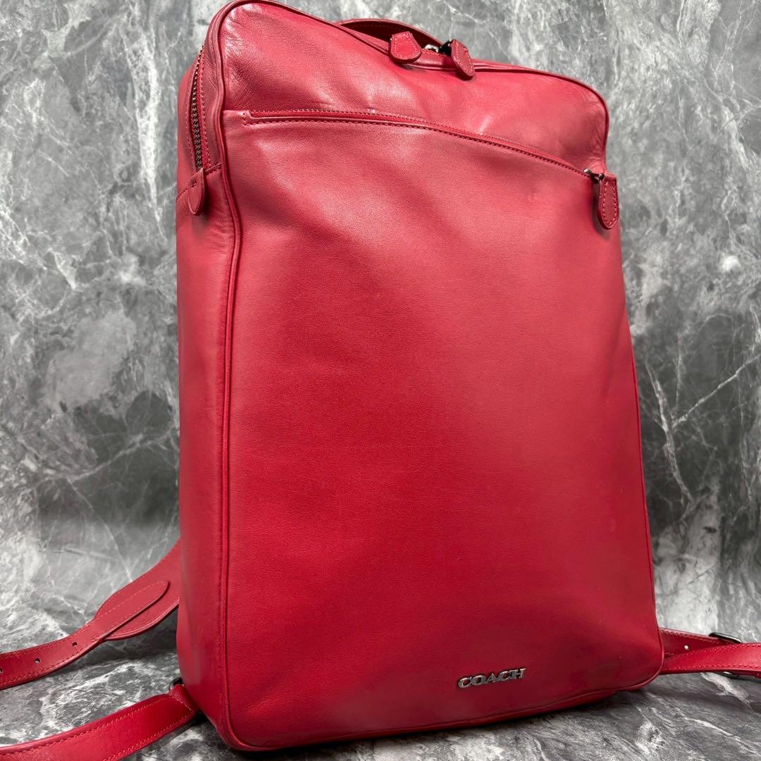 Coach Graham Red Leather Business Backpack Pre-Owned  