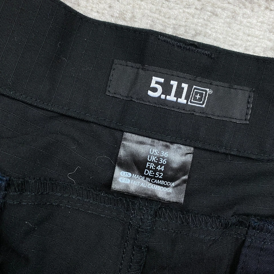 Pantalones Cortos de Carga 5.11 Tácticos de Lona 36 Negros Trabajo Ripstop Construcción Exterior Hombres Foto 4 de 4
