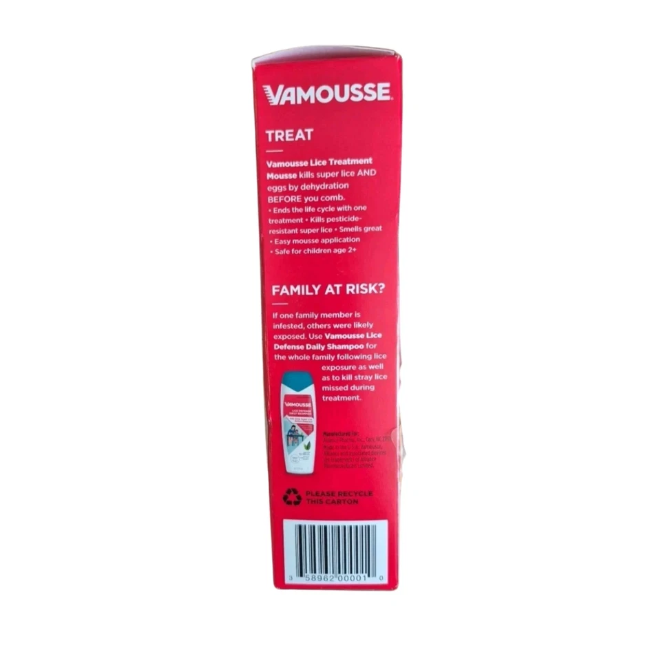 Vamousse Lice Treatment MOUSSE 带钢梳 容易涂抹于顺势疗法 6 液量盎司 — 第 3/4 张图片