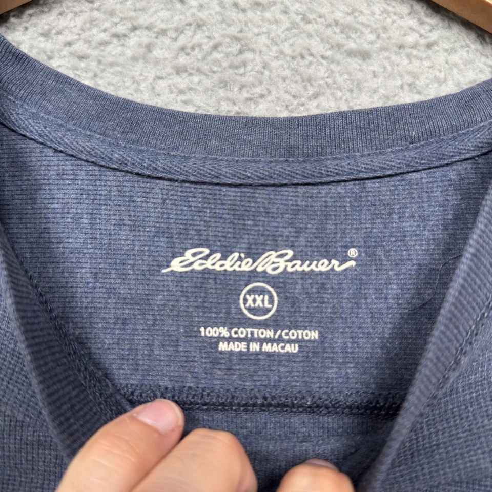 Camisa Térmica Eddie Bauer Para Hombre 2XL Azul Manga Larga Exterior Rayas Foto 4 de 4