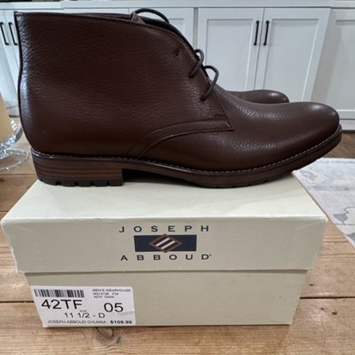 Joseph Abboud Brown Leather Lace-Up Chukka Boots Men display picture 3
