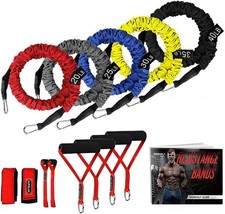 Resistance Bands 15 Pieces Exercise Elastic Bands Set 20lbs to 40lbs Resistance